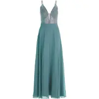 Vera Mont Abendkleid "Abendkleid mit Stickerei", Damen, Gr. 42, EURO, blau (cloudy sky), Obermaterial: 100% Polyester PES., Kleider Abendkleid