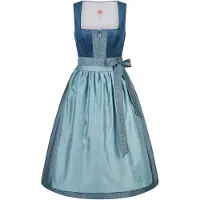 Spieth & Wensky Dirndl "Kathi", Damen, Gr. 34, N-Gr, blau (dunkelblau), Obermaterial: 100% Polyester PES., uni, regular fit, Kleider Dirndl, mit dekorativer Schürze