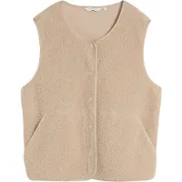 Tom Tailor Fleeceweste "Boxy", Damen, Gr. XS, beige (gravel beige), Fleece, Obermaterial: 100% Polyester, unifarben, loose fit hüftbedeckend, Rundhals, Westen Fleeceweste, mit Reißverschluss