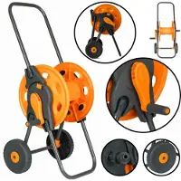 Schmith Schlauchwagen ohne Schlauch für 1/2 Zoll | Premium Schlauchtrommel mit Schlauchführung & Rädern | Mobile Wasserschlauch Trommel bis 60m Gartenbewässerung Zubehör