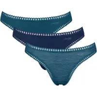 Sloggi String "String GO Crush String C3P 3er Pack", Damen, Gr. M, blau (türkis, dunkelblau), Obermaterial: 95% Baumwolle CO. 5% Elasthan EL., Unterhosen String