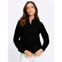 HEINE Langarmbluse , Damen, Gr. 40, schwarz, 70% Polyester, 30% Polyamid, unifarben, Blusen Langarmbluse