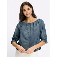 HEINE Bluse in blue-bleached | Gr.: 40