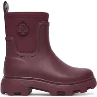 Tommy Hilfiger Gummistiefelette "TH STAMP WARM ANKLE RAIN BOOT", Damen, Gr. 38, dunkelrot, Gummi, Textil, Schuhe Gummistiefelette, Blockabsatz, Regenboots mit TH-Logoemblem