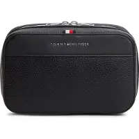 Tommy Hilfiger Kulturbeutel "TH CENTRAL WASHBAG", Gr. B/H/T: 20,5cm x 12,5cm x 8,5cm, schwarz, Lederimitat, Taschen Kulturbeutel, Unisex Waschbeutel, Minibag mit Logoschriftzug