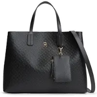 Tommy Hilfiger Handtasche "TH ICON SATCHEL MONO" Damen Schultertasche, Satchel mit trendiger TH-Allover-Logoprägung