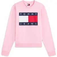 Tommy Hilfiger Sweatshirt TOMMY JEANS "TJW REG FLAG CREW", Damen, Gr. XS (34), rosa (pink sugar), Sweatware, Obermaterial: 100% Baumwolle, bedruckt, normal, Rundhals, Rippbündchen, Sweatshirts Sweatshirt, Baumwolle