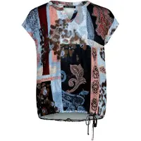 Betty Barclay Blusenshirt mit Tunnelzug in Blau/Rot | Gr.: 46