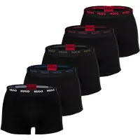 HUGO Boxershorts "Boxershort TRUNK FIVE PACK 5er Pack", Herren, Gr. XXL, schwarz (schwarz, rot, weiß, blau, grün), Obermaterial: 95% Baumwolle CO. 5% Elasthan EL., Unterhosen Boxershorts