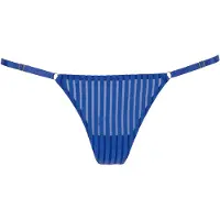 LASCANA String , Damen, Gr. 48/50, blau (royal blau), Obermaterial: 90% Polyamid, 10% Elasthan, gestreift, normal, Unterhosen String, mit transparenten, grafischen Streifen