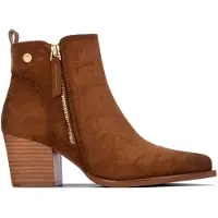 Xti für Damen. 14610302-CAMEL Stiefeletten 146103 hellbraun (39), Beige, 5 bis 8 cm, Reißverschluss, Lässig