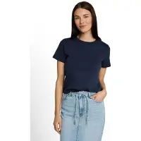 Tom Tailor T-Shirt "Regular", Damen, Gr. XL, real navy blau, Single Jersey, Obermaterial: 100% Baumwolle, unifarben, regular fit normal, Rundhals, gerader Abschluss, Shirts T-Shirt