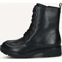 Caprice Schnürstiefelette , Damen, Gr. 40, Synthetik Textil, schwarz, Leder, Schuhe Schnürstiefelette, Blockabsatz, Schnürboots mit angesagter Mokassinnaht