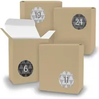 Itenga Adventskalender zum Füllen 24x Quader BRAUN + Sticker V08 Z25