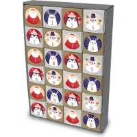 Itenga SET Adventskalender zum Füllen Würfel 5cm (außen grau) + Sticker Z43 + Würfel (weiß, braun)
