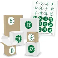 Itenga Adventskalender zum Füllen 24x Quader Würfel gemischt + Sticker (V03 Z38)