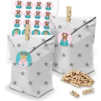 Itenga SET Adventskalender 24 x Tüten Sterne + Klammern + Zahlensticker (Z44)
