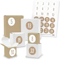 Itenga Adventskalender zum Füllen 24x Quader Würfel gemischt + Sticker (V03 Z32)