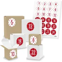 Itenga Adventskalender zum Füllen 24x Quader Würfel gemischt + Sticker (V03 Z39)