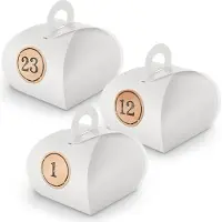 Itenga Adventskalender zum Füllen 24x Box mit Griff WEISS + Sticker V10 Z11