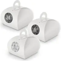 Itenga Adventskalender zum Füllen 24x Box mit Griff WEISS + Sticker V10 Z25