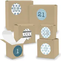 Itenga Adventskalender zum Füllen 24x Quader Würfel gemischt BRAUN + Sticker (V02 Z05)