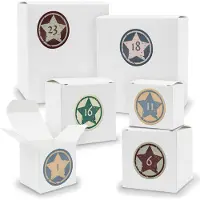 Itenga Adventskalender zum Füllen 24x Quader Würfel gemischt WEISS + Sticker (V01 Z20)