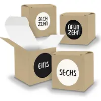 Itenga Adventskalender zum Füllen 24x Würfel 6,5cm BRAUN + Sticker V05 Z23
