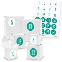 Itenga Adventskalender zum Füllen 24x Quader Würfel gemischt WEISS + Sticker (V01 Z34)