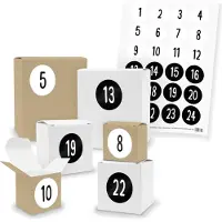 Itenga Adventskalender zum Füllen 24x Quader Würfel gemischt + Sticker (V03 Z33)