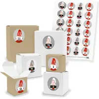 Itenga Adventskalender 24x Quader Würfel gemischt WEISS / BRAUN Sticker (V03 Z29)