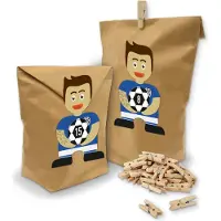 Itenga SET Adventskalender Fußball Blau Weiß 24x Tüten + Klammern + Sticker Bande + Z50