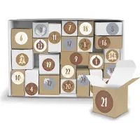 Itenga Adventskalender Komplettset zum Füllen und Aufstellen + Sticker V12 Z15