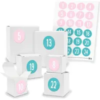 Itenga Adventskalender zum Füllen 24x Quader Würfel gemischt WEISS + Sticker (V01 Z42)