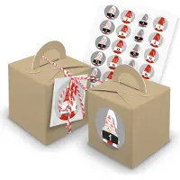 Itenga SET Adventskalender Würfelboxen braun + Garn + Anhänger (V28) + Motiv Z29
