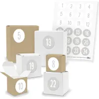 Itenga Adventskalender zum Füllen 24x Quader Würfel gemischt + Sticker (V03 Z35)