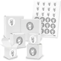 Itenga Adventskalender zum Füllen 24x Quader Würfel gemischt WEISS + Sticker (V01 Z46)