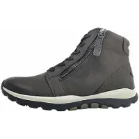 Gabor Schnürboots ROLLINGSOFT, Damen, Gr. 38,5, grau (dunkelgrau), Nubukleder, unifarben, Schuhe Schnürboots, Herbstboots, Stiefelette mit weicher Schaftrandpolsterung