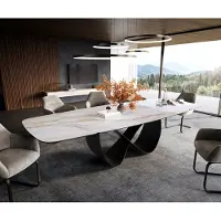 DELIFE Esstisch Edge Boot 200-300x120 cm Keramik Onyx Pearl Infinity Metall Schwarz ausziehbar
