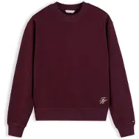 Tommy Hilfiger Sweatshirt "SCRIPT TERRY MDRN C-NK SWTSHIRT", Damen, Gr. M (40), deep burgundy, Sweatware, Obermaterial: 100% Baumwolle, unifarben, normal, Rundhals, Sweatshirts Sweatshirt, Baumwolle