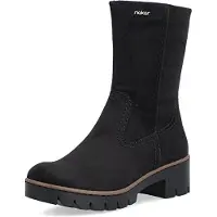 Rieker Stiefelette , Damen, Gr. 38, schwarz, Textil, aufgeraut, Basic, Schuhe Stiefelette, Klassik-Boots mit Blockabsatz und Reißverschluss