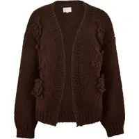 Apricot Cardigan "Cardigan mit Rosenapplikation", Damen, Gr. M (38), braun, Strick, Obermaterial: 100% Polyester PES., uni, Modisch, Gerippt, Strickjacken Cardigan, mit Häkelverzierung