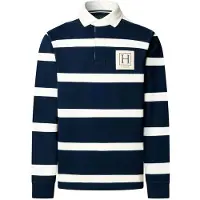Hackett London für Herren. HM5700023 Polo Rugby H marineblau (XXL), Lässig, Baumwolle, Langarm