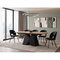 WFL GROUP Rechteckiger Esstisch Ausziehbar – Verlängerbar bis 290 cm – 200 x 90 cm XXL Esszimmertisch mit Schwarzem Metallgestell – für 10-14 Personen – Eiche Braun
