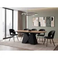 WFL GROUP Rechteckiger Esstisch Ausziehbar – Verlängerbar bis 290 cm – 200 x 90 cm XXL Esszimmertisch mit Schwarzem Metallgestell – für 10-14 Personen – Eiche Hell Braun