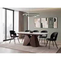 WFL GROUP Rechteckiger Esstisch Ausziehbar – Verlängerbar bis 270 cm – 180 x 90 cm XXL Esszimmertisch mit Braunem Metallgestell – für 6-10 Personen – Marmor Weiß