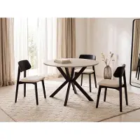 WFL GROUP Esstisch Valeo – Ausziehbar – Runde Tischplatte – Schwarze Metallbeine – Laminierte Tischplatte – Moderner Loft-Stil – Kaschmir – 90-130/90/76 cm