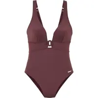 LASCANA Badeanzug , Damen, Gr. 42, Cup C/D, braun, Recycling-Polyamid, unifarben, Badeanzüge Badeanzug, mit Zierdetail im Ausschnitt