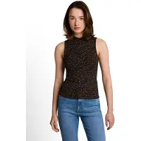 Tom Tailor T-Shirt DENIM, Damen, Gr. XL, braun (braun schwarz leo print), Single Jersey, Obermaterial: 96% Viskose, 4% Elasthan, regular fit taillenbedeckt, Rundhals, Shirts T-Shirt, mit Rippstruktur