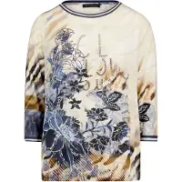 Betty Barclay Casual-Shirt mit Tunnelzug in Beige/Blau | Gr.: 48
